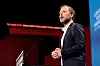 SV-leder Audun Lysbakken under hilsningstalen til HKs landsmøte lørdag.