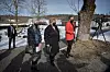 TUNG DAG: Her er Peggy Hessen Følsvik i Hans-Christian Gabrielsens begravelse, sammen med statsminister Erna Solberg og prest Marita Bjørke Ådland.