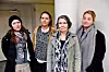 OVER OG UT: Anette Münster, Elisabeth Sørnes, Vibecke Hertzberg og Oda Næristorp streiket i fem uker for å få tariffavtale i Design Forum. Nå avslutter HK saken.