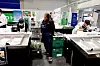 STRENGE DOMMERE OG LIVLIG PUBLIKUM: Arbeidsforhold utenom det vanlige under NM, som også er utdanningsmesse med tusenvis av skoleungdom på besøk. Her er det en dommer som tar et strengt blikk på NM-deltakerne.