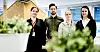 SKUFFET: Daniel Romero (fra venstre), Carina Velle og Siri Linn Alstad er skuffet over at de ikke får bonuspengene de er blitt lovet fra Ikea. Tillitsvalgt Kateryna Bilokin (til venstre) mener Ikea bør kompensere for feilinformasjon.