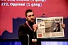 John Thomas Suhr fra Handel og Kontor hadde med seg oppslaget fra Klassekampen på talerstolen.