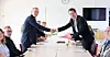 LO-nestleder Steinar Krogstad (t.v) og Virke-direktør Bernt Gudmund Apeland da forhandlingene startet.