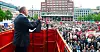 2019-VERSJONEN: I 2019 var talerne på Youngstorget i 2019, blant dem byrådsleder Raymond Johansen (Ap), samstemte i budskapet om «Nei til profitt på velferd».