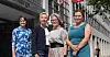 NY BANKAVTALE: (f.v.) Konserndirektør i Sparebank 1 SMN Nelly S. Maske, LO-leder Peggy Hessen Følsvik, konsernsjef i Sparebank 1 SR-Bank Benedicte Schilbred Fasmer og konsernsjef i Sparebank 1 Østlandet Klara Lise Aasen.