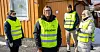 I STREIK: Fra venstre: Renate Lunde, tillitsvalgt Lene Østrem Bergo, Amund Boge Krogsti og Cecilie Vinje Simensen la ned arbeidet og tok på seg streikevester fredag morgen.