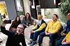 BLID GJENG: HK-leder Christopher Beckham tar en selfie med tidligere arbeidsminister Hadia Tajik (A), HR-direktør i Ikea-Norge Monica Bogstad, tillitsvalgt Dalwinder Singh og medarbeider, Emil Sohlman Lund.