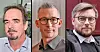 LO-toppene Brede Edvardsen (f.v.), Christopher Beckham og Tarjei Leistad er kritiske til at regjeringa har brukt to år på nytt pensjonstillegg.